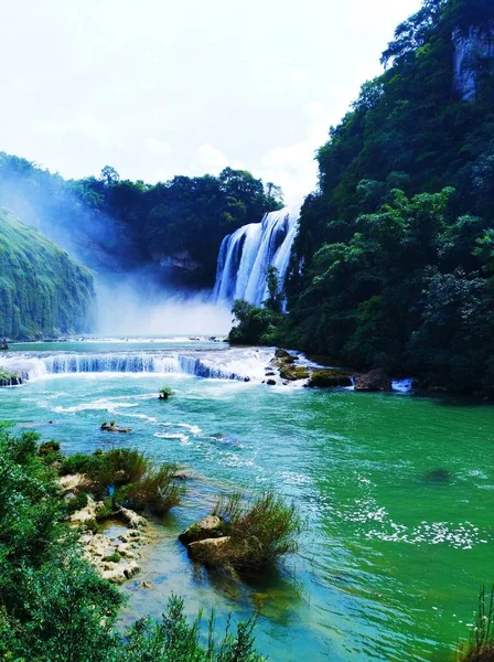 beautiful waterfall in the sea.