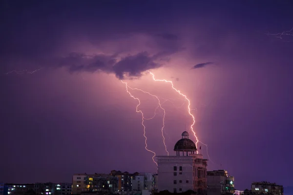 lightning in rainy sky, storm and thunderstorm