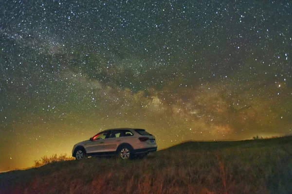 Paisaje Nocturno Con Hermoso Cielo Estrellado — Foto de Stock