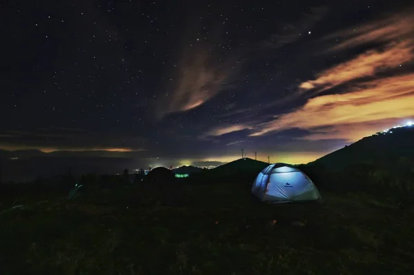 Paisaje Nocturno Con Hermoso Cielo Estrellado — Foto de Stock