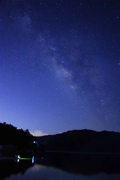 Paisaje Nocturno Con Estrellas Brillantes — Foto de Stock