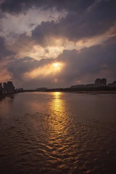 Hermosa Puesta Sol Sobre Mar Naturaleza — Foto de Stock