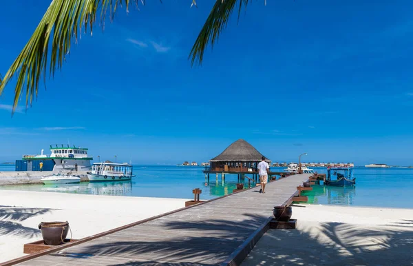 Hermosa Playa Mar Tropical Las Maldivas — Foto de Stock
