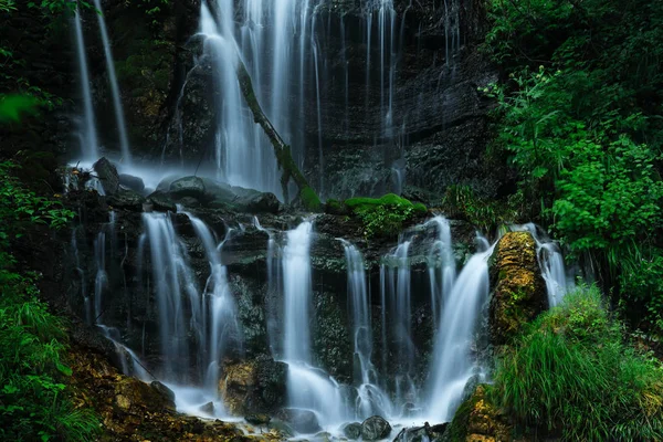 Vista Cascada Que Fluye Disparo Movimiento — Foto de Stock