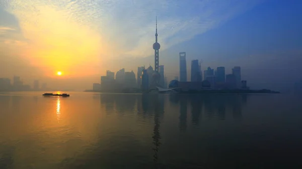 shanghai skyline at sunset