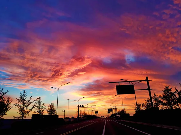 Puesta Sol Sobre Ciudad Del Sol — Foto de Stock