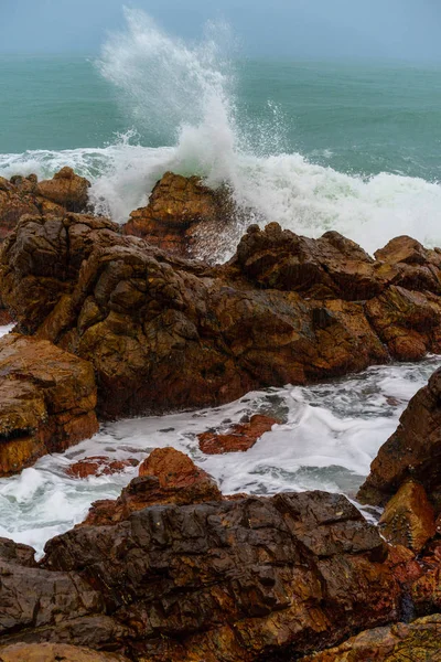 Olas Que Estrellan Playa Norte Israel — Foto de Stock