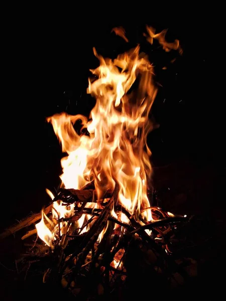 Llamas Fuego Sobre Fondo Negro — Foto de Stock