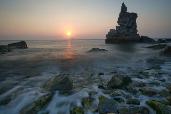 Hermosa Puesta Sol Sobre Mar Naturaleza — Foto de Stock