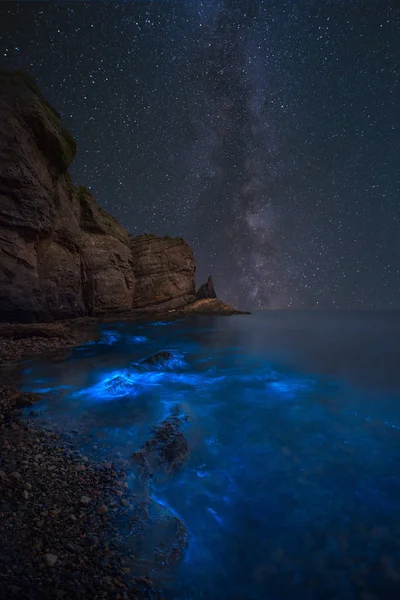 Cielo Nocturno Con Estrellas Luna — Foto de Stock