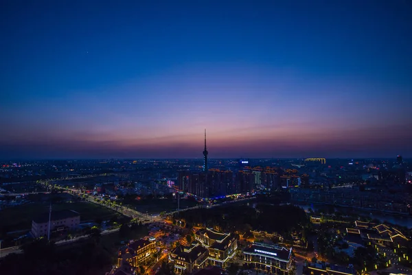 Vista Ciudad Por Noche Luces Ciudad — Foto de Stock