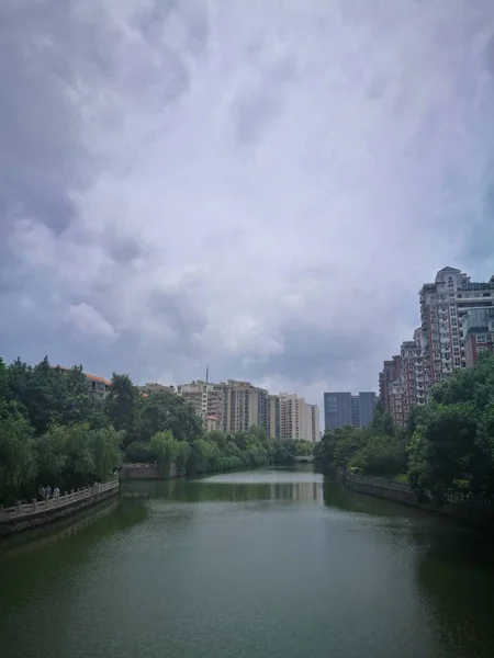 Uitzicht Stad Van Het Park Zomer — Stockfoto