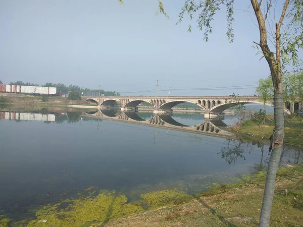 Vista Del Puente Río Por Mañana — Foto de Stock