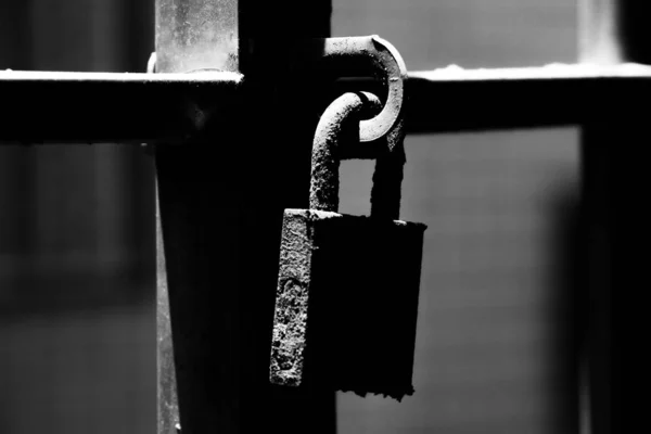 padlock with lock on black and white background