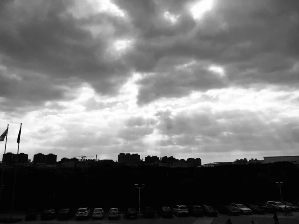 stock image black and white clouds in sky