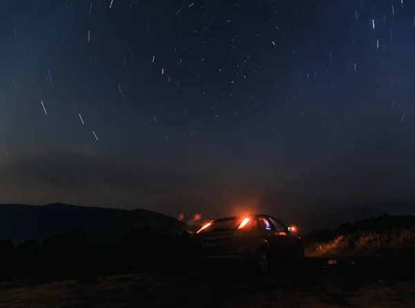 Vista Nocturna Las Montañas Vía Láctea — Foto de Stock