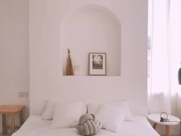 Διαμέρισμα Υπνοδωμάτιο Εσωτερικό Πολυτελή Έπιπλα — Φωτογραφία Αρχείου
