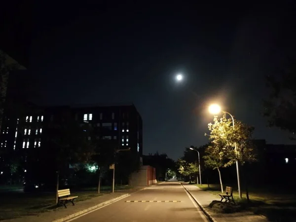 Vista Nocturna Ciudad Las Luces Por Noche — Foto de Stock