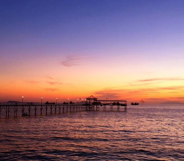 Puesta Sol Sobre Mar — Foto de Stock