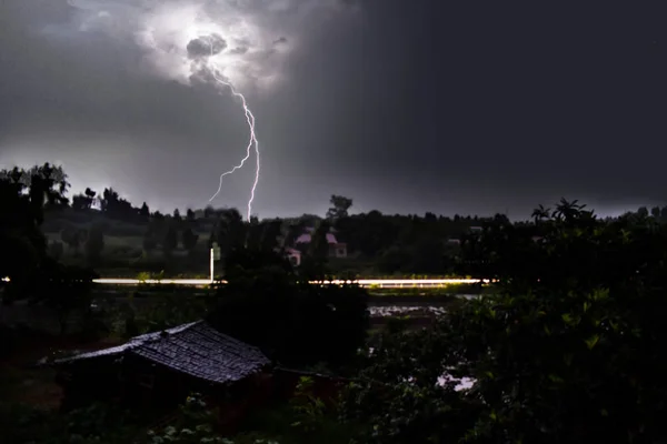 lightning in rainy sky, storm and thunderstorm