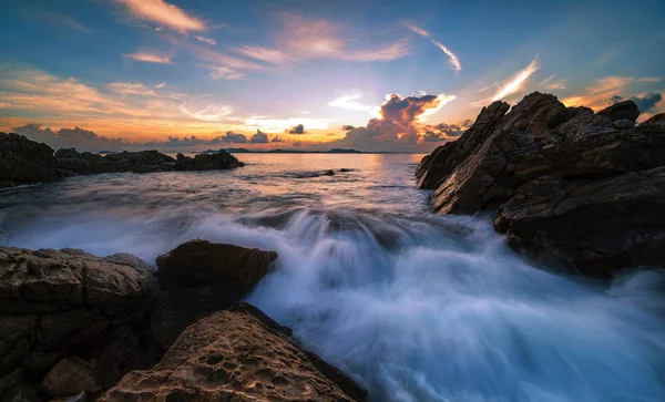 Hermosa Puesta Sol Mar — Foto de Stock