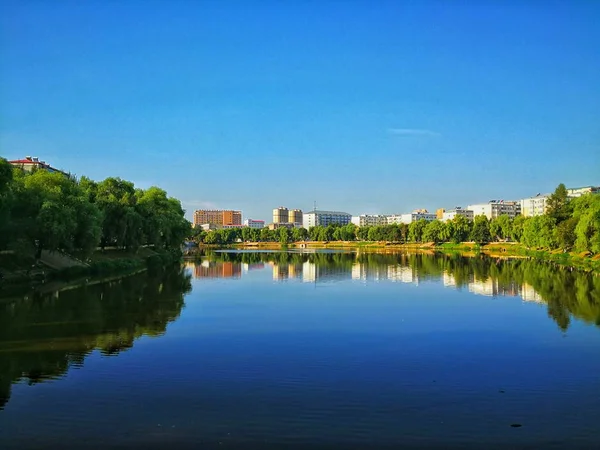 Vista Ciudad Del Parque Por Mañana — Foto de Stock