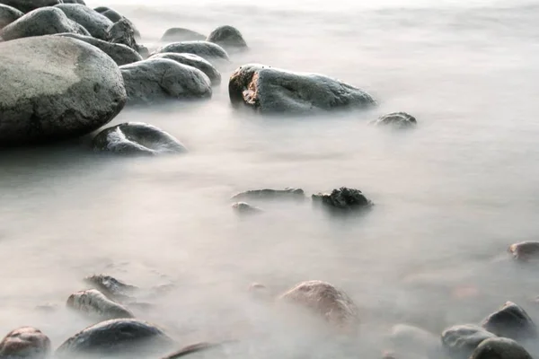 beautiful landscape with rocks and snow