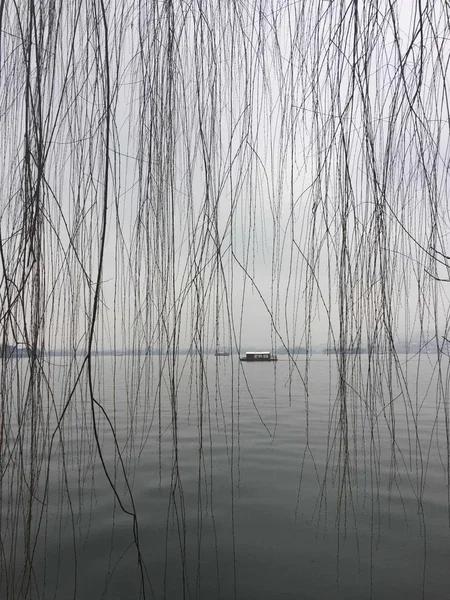 stock image a view of a lake with a reflection of the water