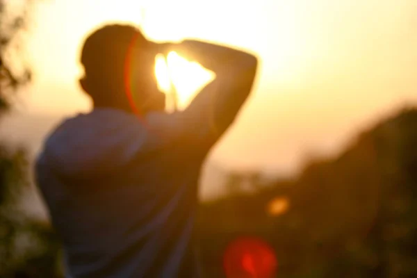 Imagen Borrosa Par Mujeres Una Puesta Sol — Foto de Stock