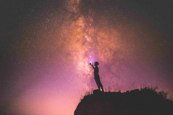 Stelle Oro Nel Cielo Notturno Scuro — Foto Stock