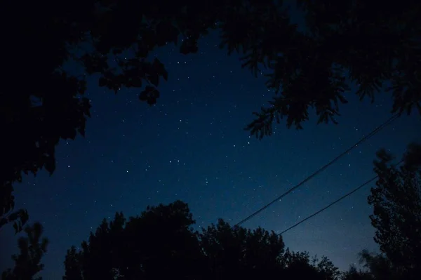 Cielo Nocturno Con Estrellas Luna — Foto de Stock