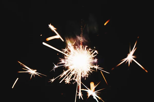 Luces Fuego Chispeantes Por Noche — Foto de Stock