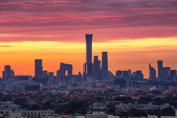 Puesta Sol Sobre Ciudad Bangkok Tailandia — Foto de Stock