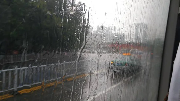 Cae Lluvia Sobre Ventana — Foto de Stock