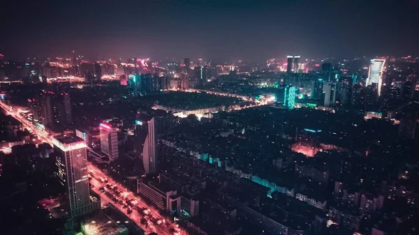 Visão Noturna Cidade Entardecer — Fotografia de Stock