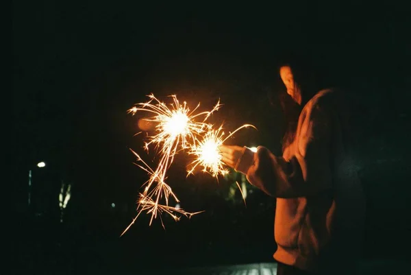 Navidad Sparkler Sobre Fondo Negro — Foto de Stock