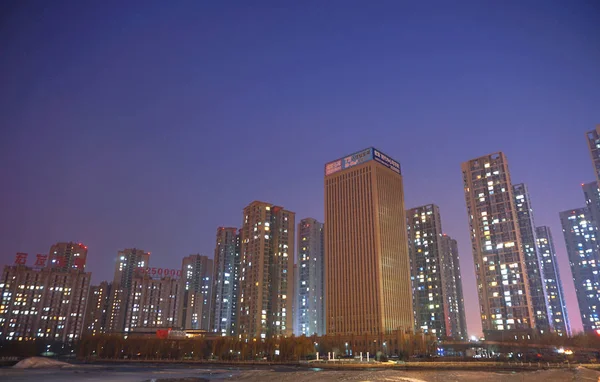 Vista Nocturna Ciudad Dubai — Foto de Stock