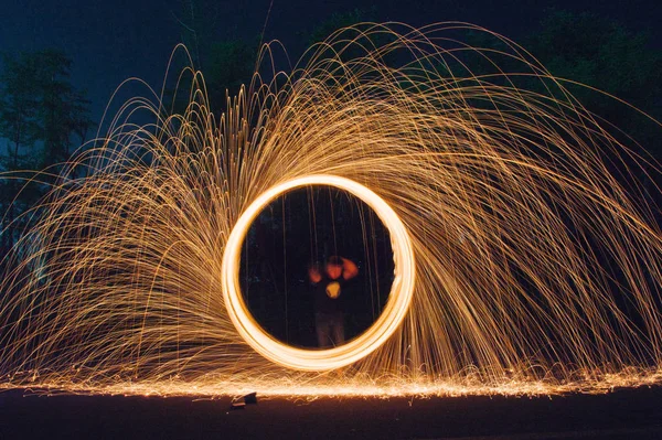 Chispas Fuego Noche — Foto de Stock