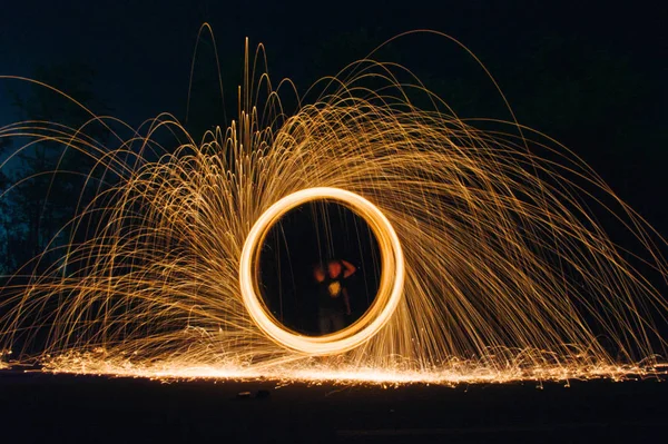 Chispas Fuego Noche — Foto de Stock