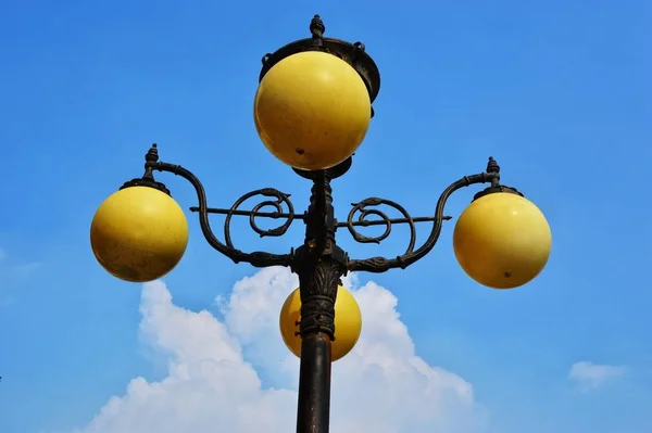 street lamp on the streets of the city