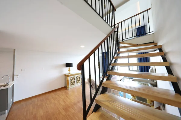 interior of a modern apartment with stairs