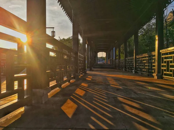 Viejo Puente Madera Ciudad — Foto de Stock