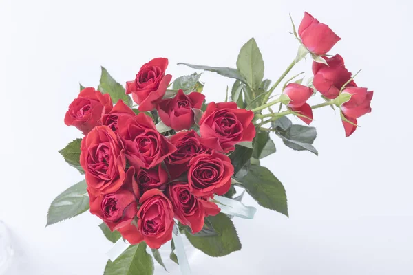 Ramo Rosas Rojas Sobre Fondo Blanco — Foto de Stock