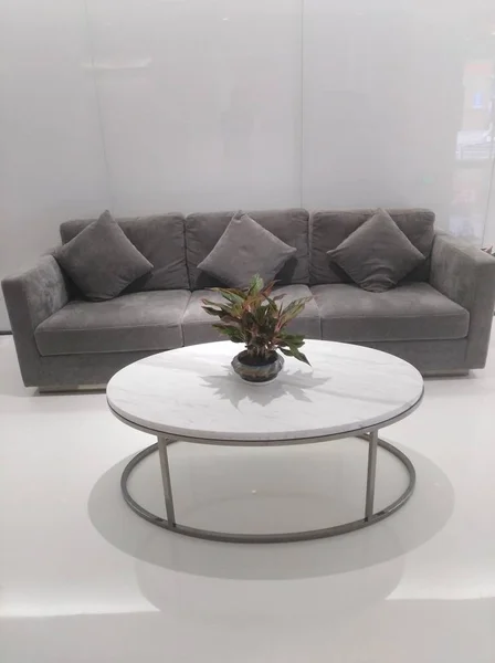 Interior Modern Dengan Sofa Dan Bunga — Stok Foto
