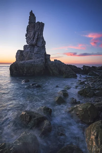 Vacker Solnedgång Stranden Norra Portugal — Stockfoto