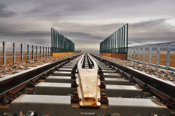 Bahngleise Auf Dem Bahnhof — Stockfoto