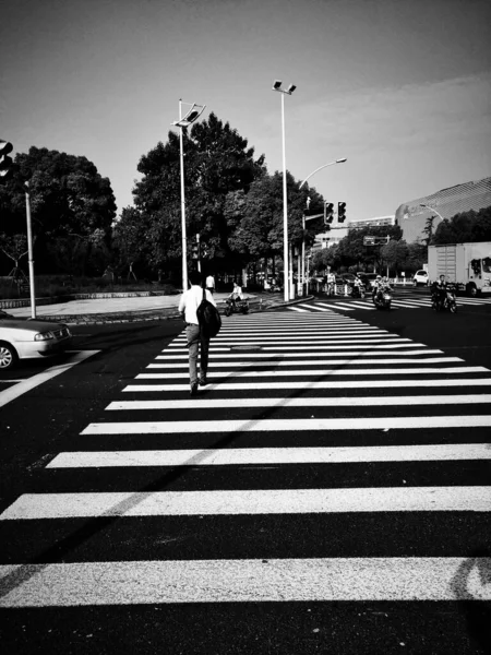 Foto Blanco Negro Calle Roma — Foto de Stock