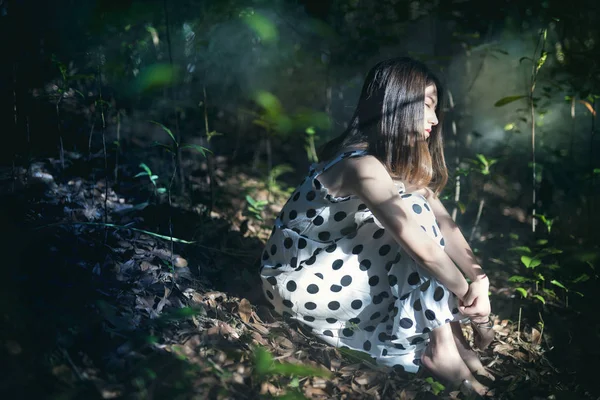 Beautiful Girl Witch Costume Forest — Stock Photo, Image