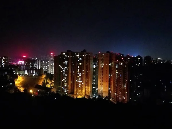 Vista Nocturna Ciudad Atardecer — Foto de Stock