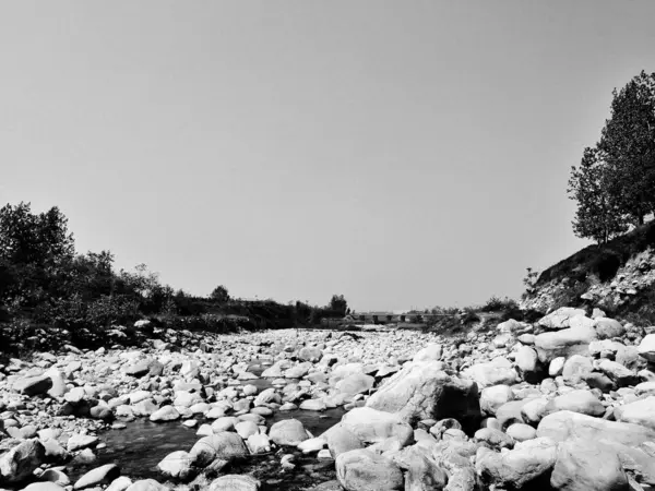 Foto Blanco Negro Del Mar Muerto — Foto de Stock